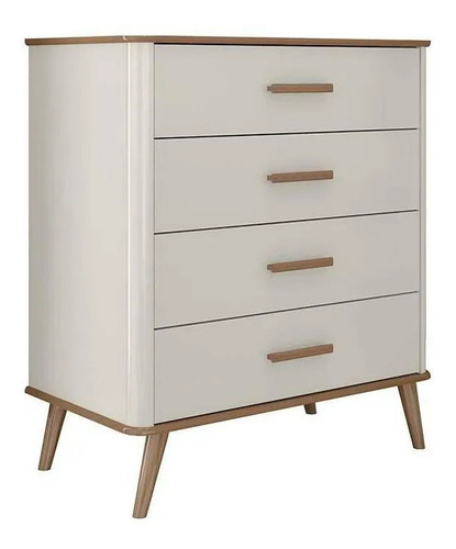 Cômoda Maitê Em Mdf Com 4 Gavetas Fabrimóveis Cor Nature/off White