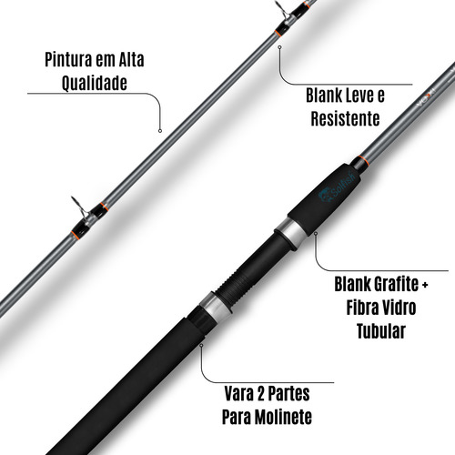 Vara Pesqueiro V400 2,40m 40lbs Molinete Voxxi Tamba Pira