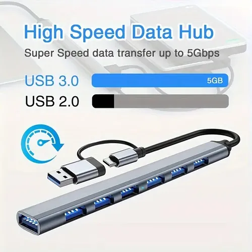Hub Multipuertos 7 Puertos Usb 3.0 Salida Usb-c/usb Aluminio