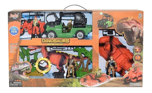 Set Dinosaurio C/sonido 3 Figuras Vehiculos Accesorios 71308