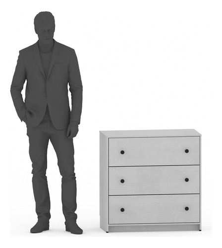 Cómoda - Modena, Mueble Armable Para Ropa De 3 Cajones Blanco Touch
