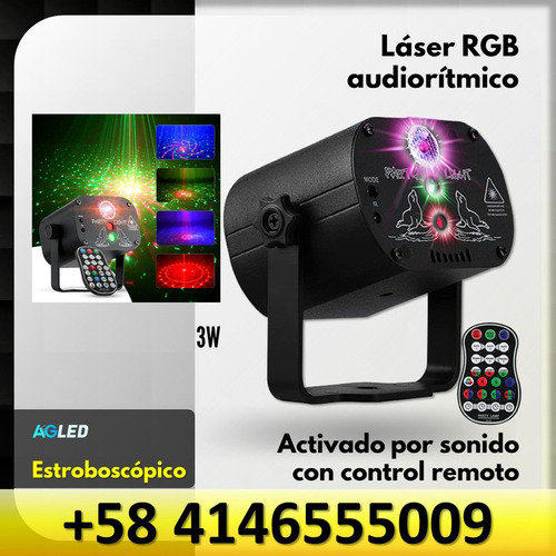 Laser Rgb 3w Audiorit Estrob Activado Por Sonido C Control
