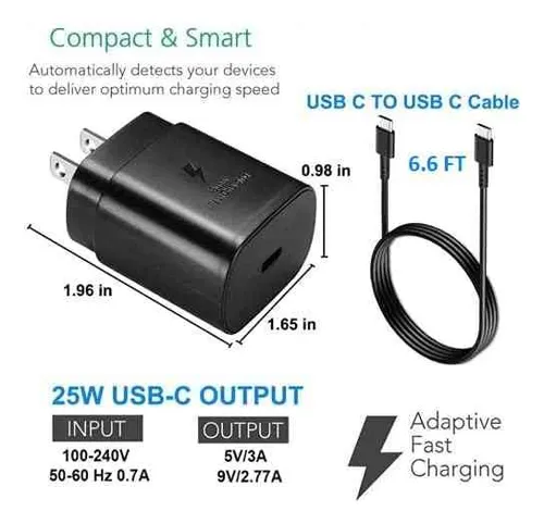 Cargador Samsung De 25 W De Adaptación Rápida Para Galaxy S2
