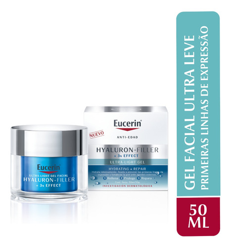 Eucerin Hyaluron-filler Daily Booster Repair 50mg Momento de aplicação Dia Noite Tipo de pele Todo tipo de pele