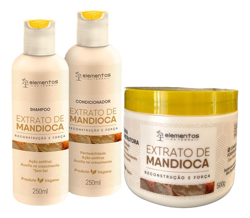 Kit Extrato De Mandioca Elementos Da Terra- Produto Vegano