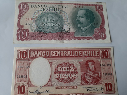 4 Billetes Chile Diferentes Muy Buenos (c-12-7