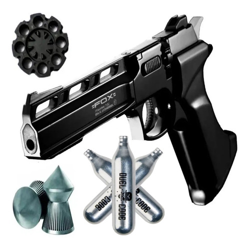 Pistola Co2 Revolver Fox Aire Comprimido Cp400 4,5 + Kit