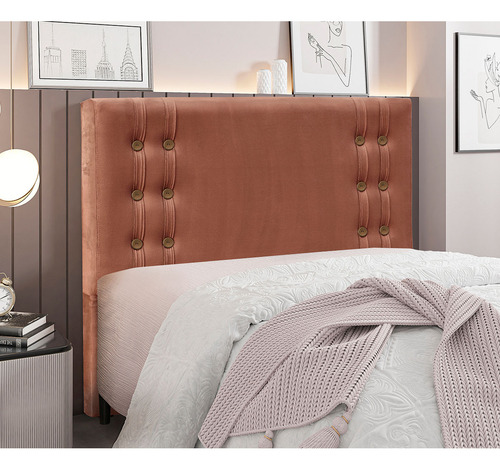 Cab Santorini Spz 160cm Queen Veludo - Doce Sonho Móveis Cor Cobre-2230