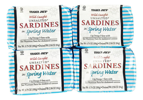 Trader Joe's Wild Caught - Juego De 4 Sardinas Sin Sal En Ag