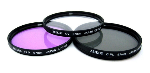 Kit 3 Filtros 67mm Uv + Polarizador + Fld Estuche Multicapa