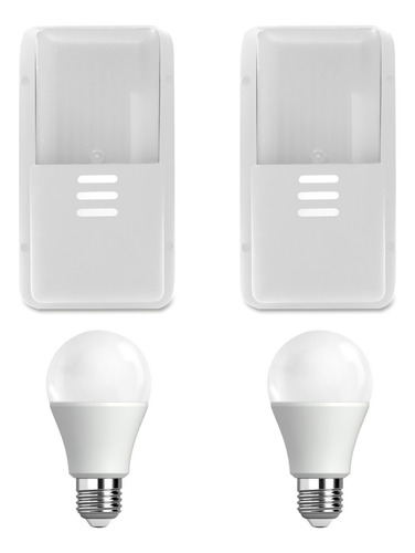 Pack 2 Aplique Blanco Exterior Pared Amurado + Led 9w Cálida