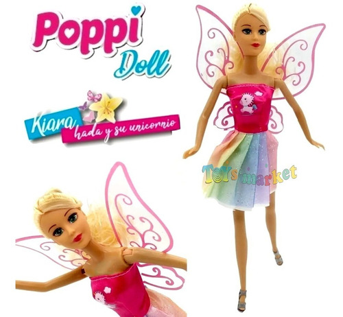 Imagen 6 de 7 de Muñeca Poppi Doll Kiara Hada Y Su Unicornio. B145(vestido 2)