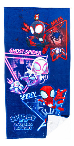 Toalla De Baño De Spidey Y Sus Amigos, 100% Algodón Color Azul Oscuro Glow Friends