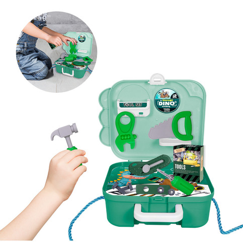 Kit Estuche 2 En 1 Infantil Slim Company Set De Herramientas Infantil Juego De Herramientas Y Construcción En Maletín Color Verde