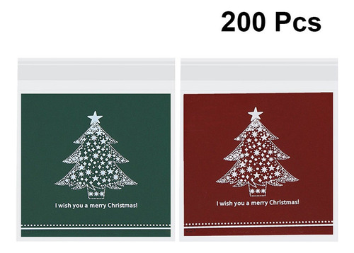 ¡ 200 Bolsas De Celofán Navideñas Con Diseño De Árbol De