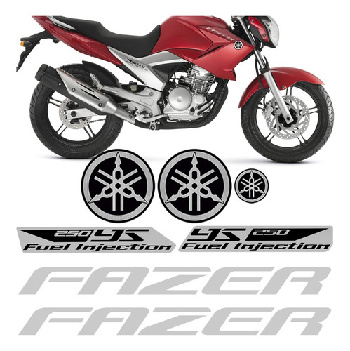 Kit Adesivo Moto Yamaha Fazer 250 Ys 2012 Faixa Cinza Jogo