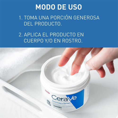 Imagen 6 de 6 de Crema Hidratante Cerave Piel Seca Muy Seca Sin Perfume 340gr