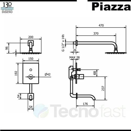 Grifería Piazza Lounge Negro Combo Ducha + Lavatorio + Bidet