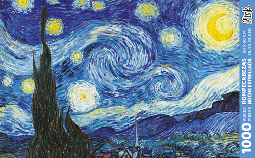Rompecabezas Noche Estrellada Van Gogh Foil 90x60cm 1000 Pz