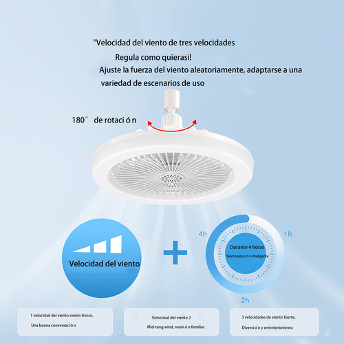 Ventilador Techo Lámpara Dimmable Led Luz 30w Control Remoto