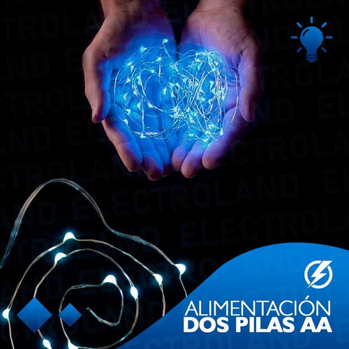 Imagen 4 de 10 de Pack X 10 Guirnalda Luces Alambre 30 Led 3 Metros Luz Azul
