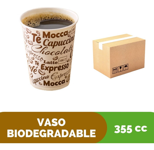 100 Vasos Térmico Biodegradable 355cc  ( Frio/calor)