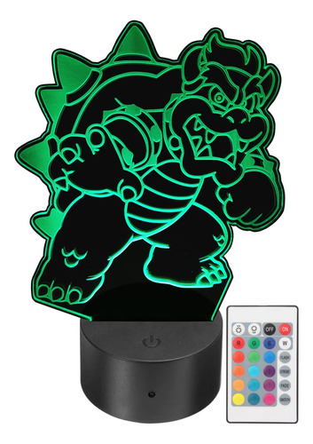 Lámpara Led Decorativa Bowser Mario Bros Rgb Personalizada