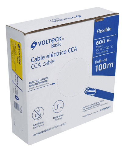 Rollo D 100 Metros D Cable Thw Cca 8 Awg Blanco Basic 40204