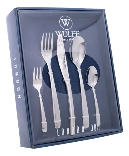 Faqueiro 30 Peças de Aço Inox London Completo Wolff