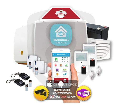 Kit Alarma Inalámbrica Marshall Ip Wifi Aplicación Celular Marshall Smart Marshall 3 Casa Hogar Comercio Domiciliaria