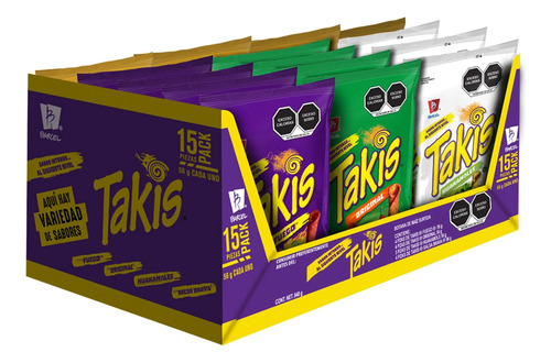 Barcel Pack Takis 15pzs Surtidas Original Fuego Salsa