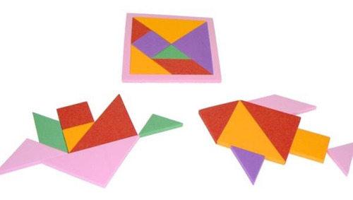 Imagen 3 de 3 de Pack 10 Pzas Tangram Didactico De Foamy Fomi (14x14 Cm) 8 Mm