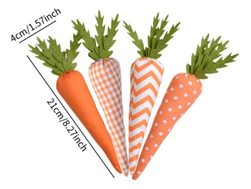 4x Adornos De Zanahoria De Pascua Decoración Serie Naranja