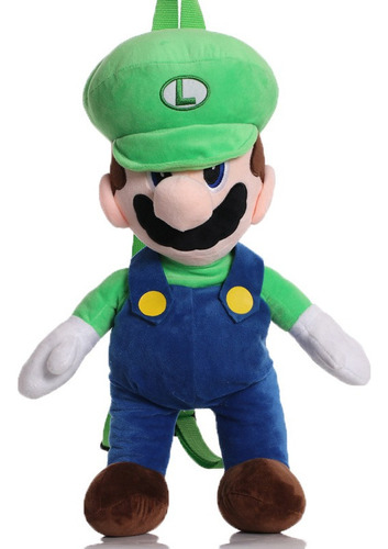 Mochila Super Mario Bros Luigi Muñeco De Peluche 45cm