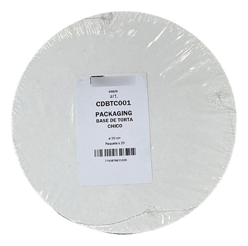 Discos Cartón 20 Cm Extra Blanco Satinado Para Tortas X 25u