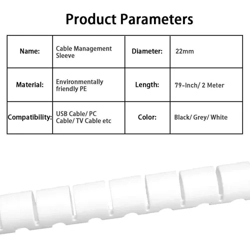 Organizador De Cable 2m Flexible De Cables Mesa Manguitos Pc