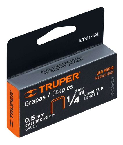 Grapas Para Engrapaadora 1/4´ Corona 11.3mm 1000pz 17970
