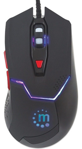 Mouse Manhattan Led Gaming Alambrico Optico Usb 176071 Color Negro