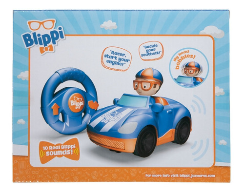 Imagen 5 de 7 de Blippi Vehiculo Control Remoto Racecar Con Sonido + Figura