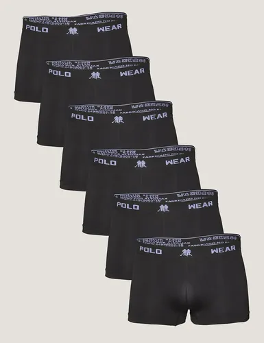 Kit 6 Cuecas Polo Wear Boxer Masculina Preta Preto Liso Gg