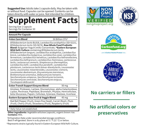 Suplemento Garden Of Life Raw Probiotics Colon Care 30 Cápsu