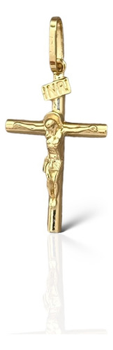 Pingente Cruz Em Ouro 18k Pequena Com Cristo Crucifixo Inri