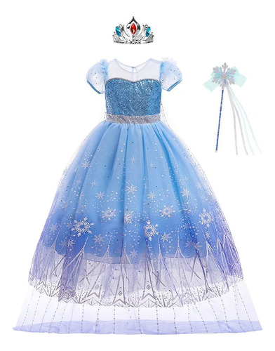 Disfraz De Princesa De Cosplay De Elsa Para Niñas  Vestido D