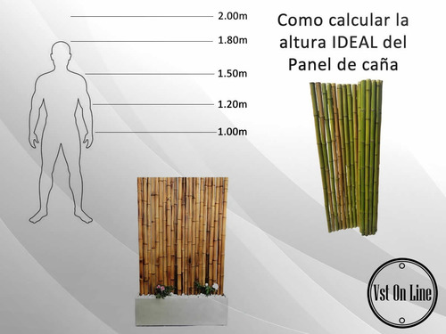 Imagen 3 de 10 de Cerco De Caña Tacuara - Pergolas Caña Bambu - 1m X 2.00 Alto