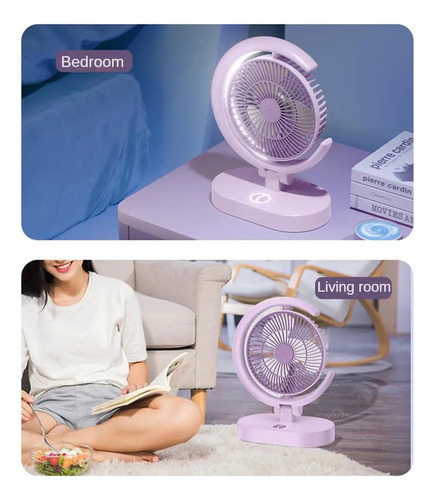 Ventilador De Escritorio Con Lámpara Recargable Portátil