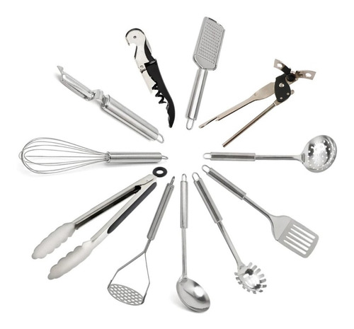 Juego 10 Utensilios Cocina + 1 Regalo Acero Inox. Premium