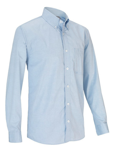 Camisa Uniformera De Vestir Manga Larga, Azul Oxford 4.20 Oz