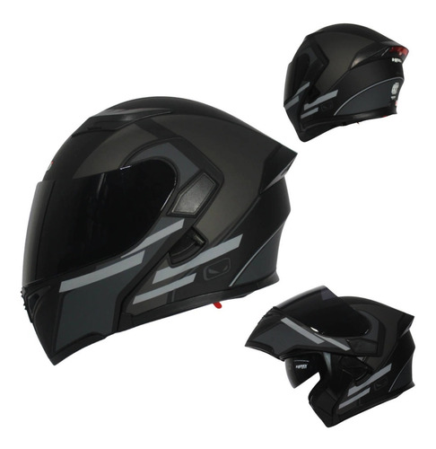 Imagen 1 de 6 de Casco Abatible Para Moto Hro 3400dv Inefable Gris Con Luz