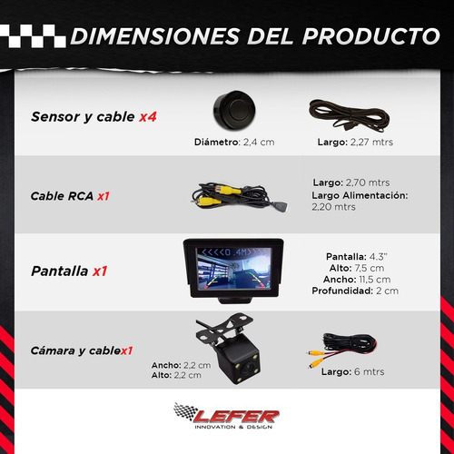 Imagen 4 de 10 de Sensor De Estacionamiento * Con Pantalla Y Camara Trasera
