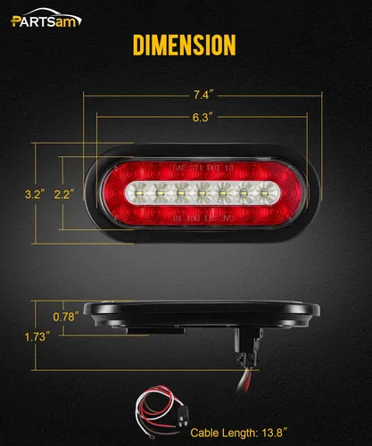 Luces Traseras Para Remolque Partsam, Luz Led Ovalada Y Fren